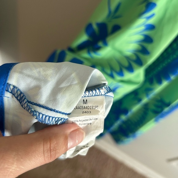 Cupshe Vibrant Blue and Green Maxi Tropical Plunging Sleeveless Maxi Dress m - Picture 6 of 7